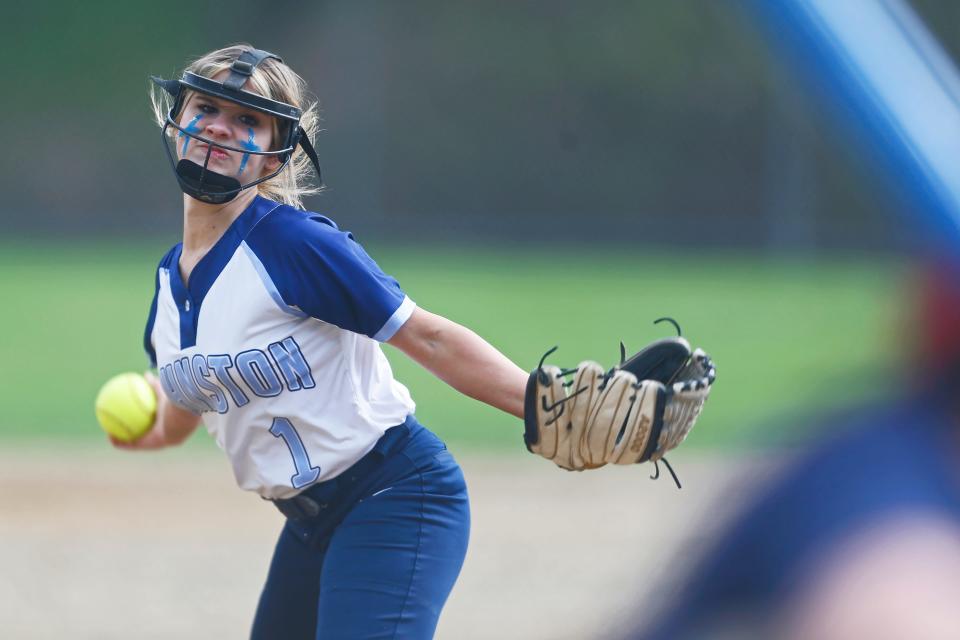 Johnston freshman Haley Boudreau was on point Tuesday, throwing a complete-game four-hitter to help the Panthers take down South Kingstown, 2-0.