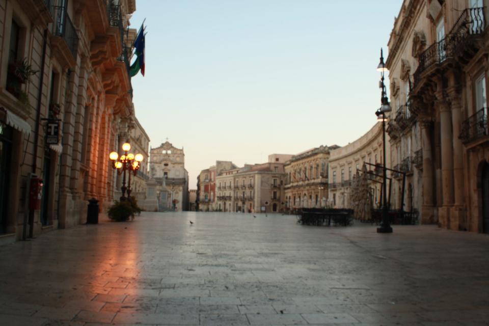 July 2014, Piazza of the Cathedral of Syracuse (Duomo di Siracusa) at 5 a.m.