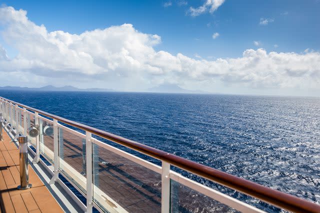 <p>Getty</p> A promenade deck on a cruise ship