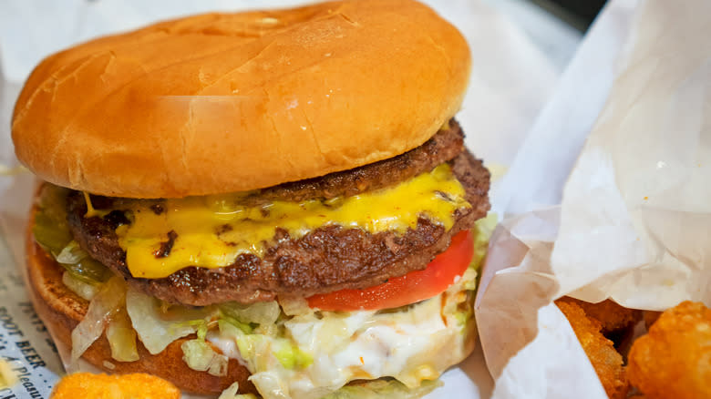 Burger with side of tots