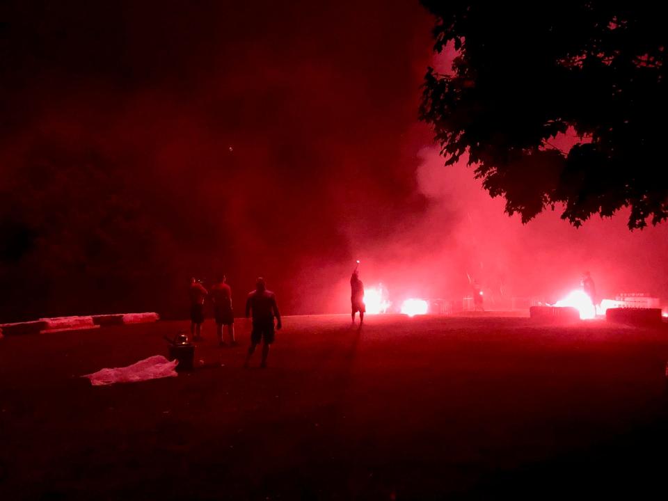 Pyrotechnician Chris Layman and his crew set off fireworks from the Staunton City Golf Course during the Happy Birthday America show on July 4, 2019. Most of the fireworks are hand-lit.