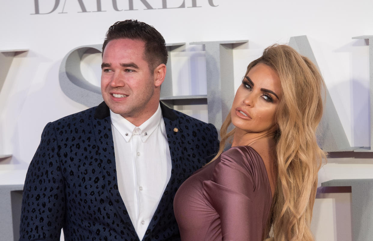 LONDON, ENGLAND - FEBRUARY 09:  Katie Price and Kieran Hayler attend the 