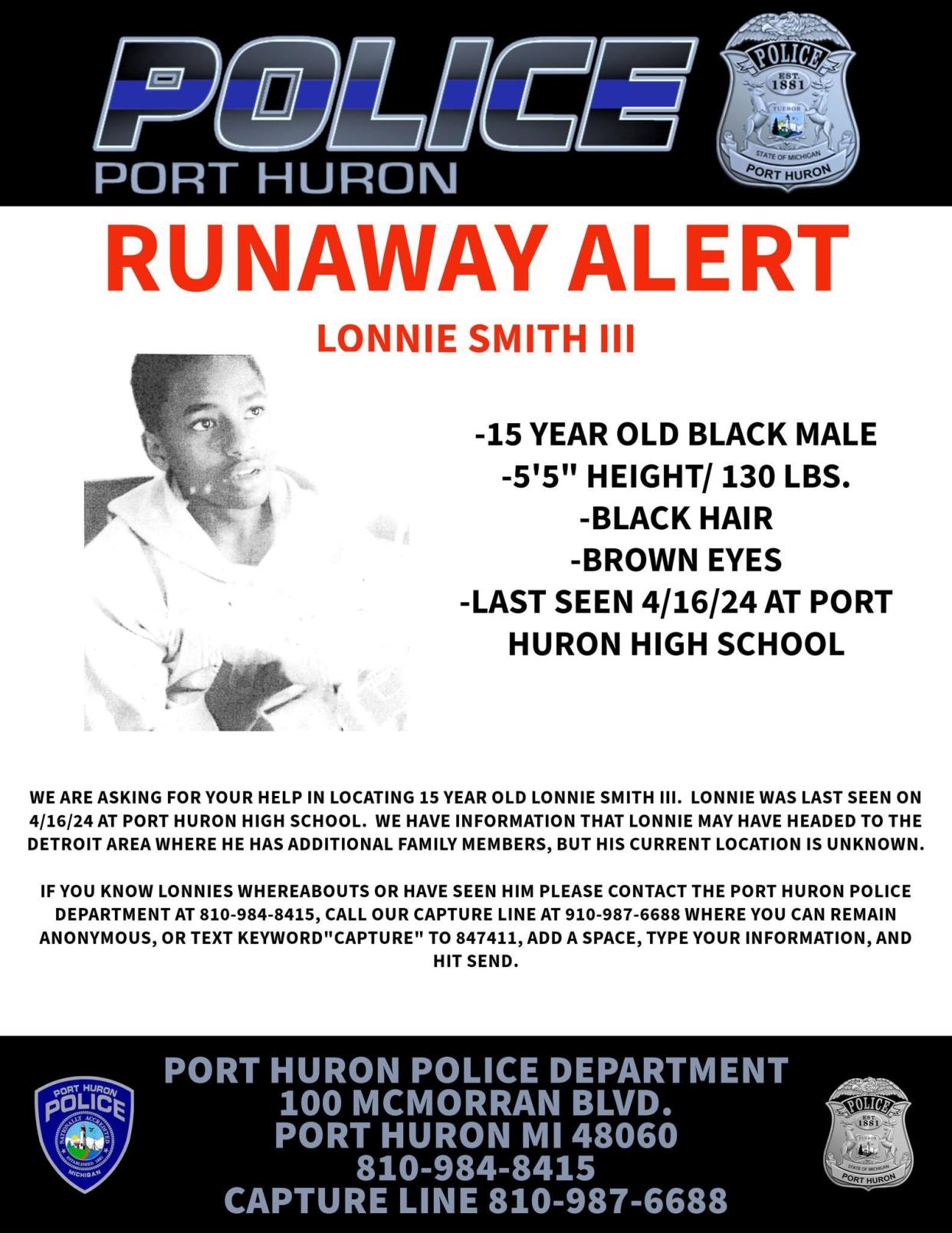 A missing poster for Lonnie Smith.