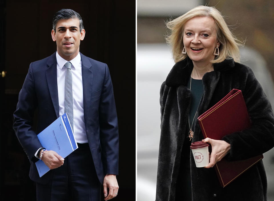 Undated file photos of Rishi Sunak and Liz Truss who have made it through to the final two in the Tory leadership race.