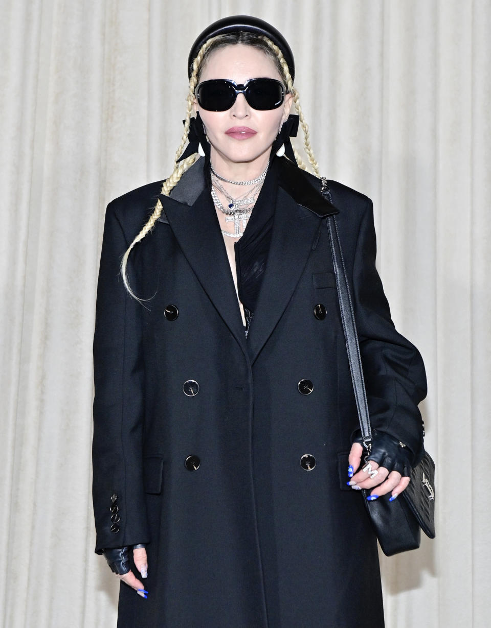 Madonna attends a celebration of the Lola bag, hosted by Burberry & Riccardo Tisci on April 20, 2022 in Los Angeles, California.