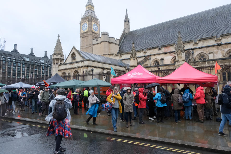 LONDON, UNITED KINGDOM - APR 21, 2023 - Extinction Rebellion staging the 'Big One' climate protest in Westminster. (Photo credit should read Matthew Chattle/Future Publishing via Getty Images)