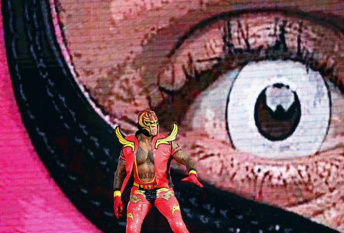 Rey Mysterio during WrestleMania Goes Hollywood at SoFi Stadium on April 01, 2023 in Inglewood, California.