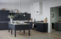 <p>A moveable freestanding island, which can be used as a convenient work table and meal table, is great to consider.</p><p>'A moveable island is valuable to those who need furniture to act as a preparation-based room divider during the day and pushed aside at night to make way for entertaining,' say Life Kitchens. </p><p>• 'Haddon' in charcoal and burnished bronze from <a href="https://burbidgekitchenmakers.co.uk/" rel="nofollow noopener" target="_blank" data-ylk="slk:Burbridge Kitchen Makers;elm:context_link;itc:0;sec:content-canvas" class="link ">Burbridge Kitchen Makers</a><br></p>