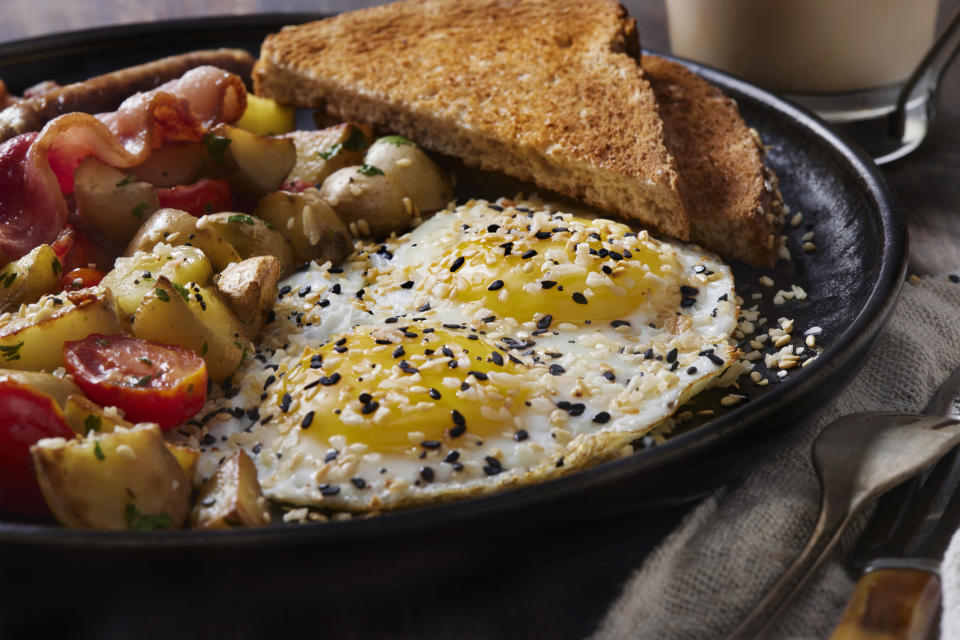 Everything Bagel Spiced Sunny Side Up Eggs.