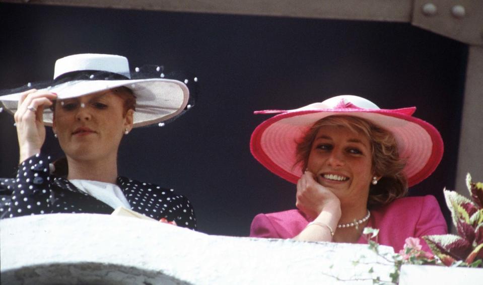 The Duchess of York and the Princess of Wales at Epsom for the Derby in August 1997 (PA/PA Archive/PA Images)