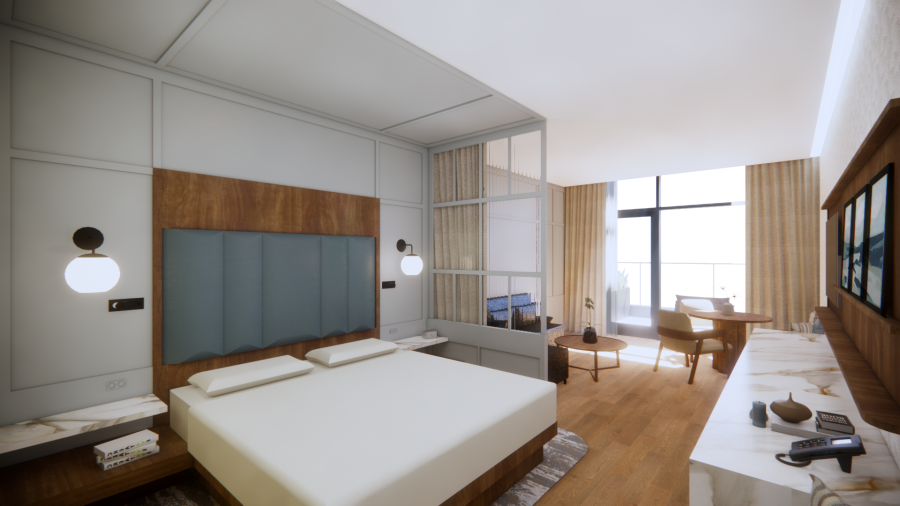 A rendering of a room inside the Ada Hotel. (Courtesy Ada Hotel/OTJ)