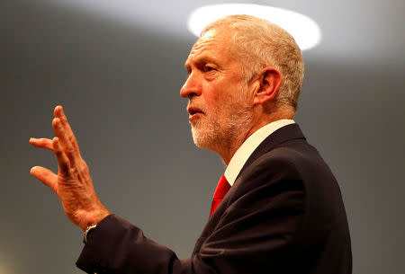 Leader of the opposition Jeremy Corbyn speaks at the Labour Party Post-Budget Rally in West Bromwich, Britain, November 23, 2017. REUTERS/Darren Staples/File Photo