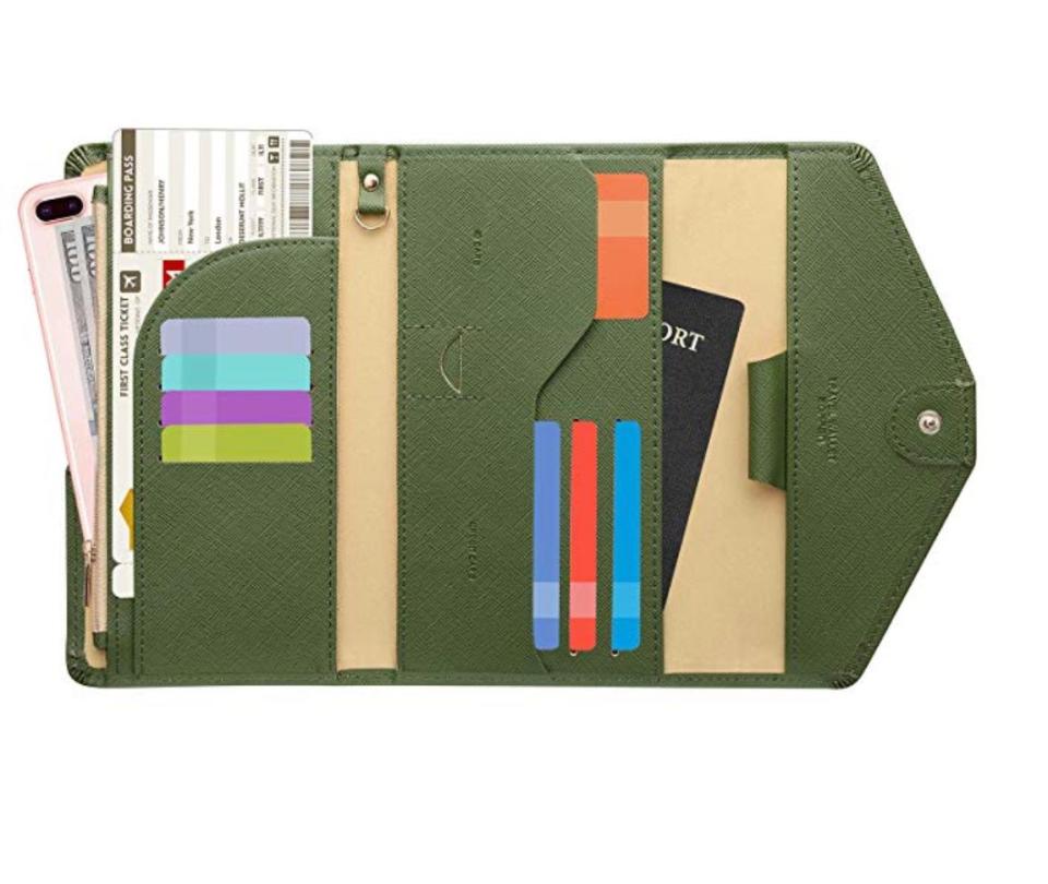 <a href="https://amzn.to/2PEN4zs" target="_blank" rel="noopener noreferrer">A travel wallet</a> that will hold their passport, cards and boarding passes all in one convenient (and stylish) place. <a href="https://amzn.to/2PEN4zs" target="_blank" rel="noopener noreferrer">Choose from 36 different colors at Amazon</a>.&nbsp;