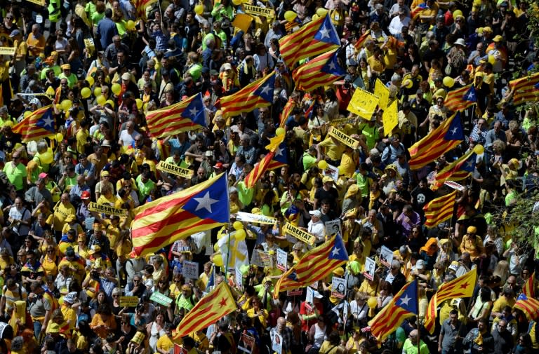 The protest was backed by the Catalan branches of Spain's two largest trade unions