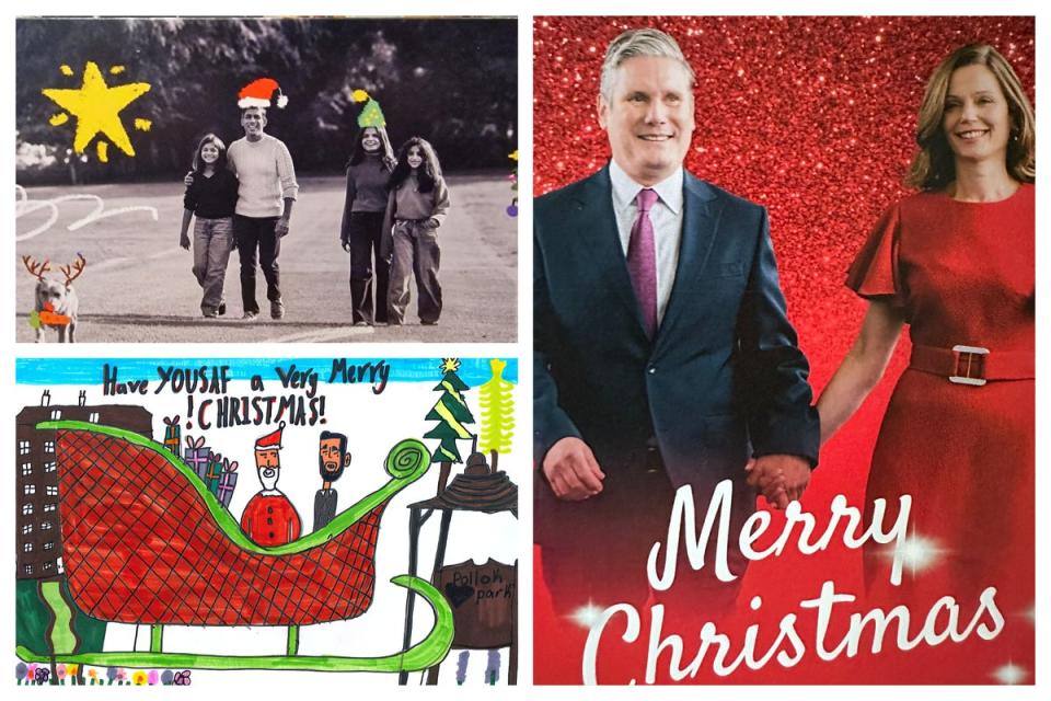 Christmas Cards, clockwise: Rishi Sunak, Keir Starmer and Humza Yousaf