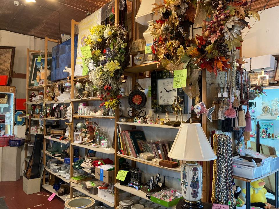 Shelves at Canton Preservation Society's Resale Store in the 1200 block of Tuscarawas Street W are stocked with a variety of different items that have been donated to help fund the society's preservation work.