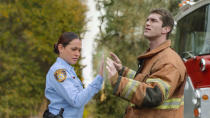 "Pilot" - Deputy Linda (Natalie Martinez) and her fiancé, Rusty (Josh Carter), find themselves separated by a massive transparent dome that's suddenly fallen on the town of Chester's Mill, on "Under the Dome."