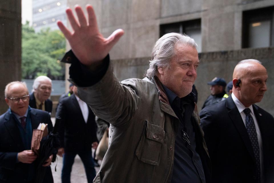 Former White House strategist Steve Bannon arrives at court, Tuesday, Oct. 4, 2022, in New York. (AP Photo/John Minchillo) ORG XMIT: NYJM105