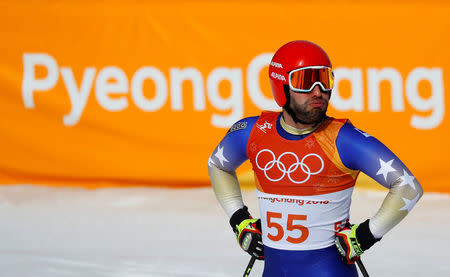 FILE PHOTO - Alpine Skiing - Pyeongchang 2018 Winter Olympics - Men's Downhill - Jeongseon Alpine Centre - Pyeongchang, South Korea - February 15, 2018 - Albin Tahiri of Kosovo reacts. REUTERS/Leonhard Foeger/File Photo