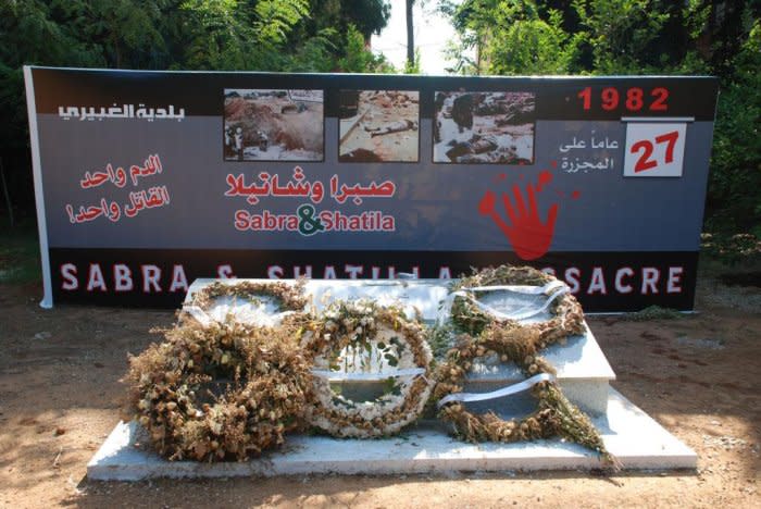 A memorial to the Sabra and Shatila massacre was erected in Sabra, South Beirut. File Photo by Bertramz/Wikipedia