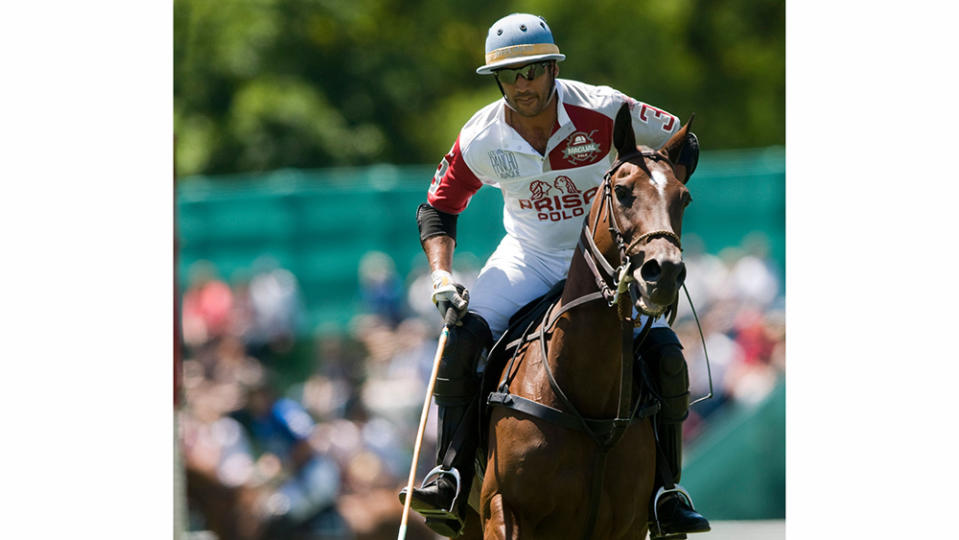 Pro polo player Marcos Di Paola at full gallop. - Credit: Guillermo Gallardo/LatinContent/Getty Images