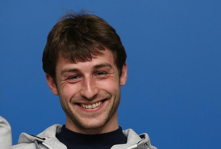 French figure skater Brian Joubert smiles during a press conference on February 5, 2014 before the start of the Sochi Winter Olympics