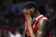 <p>Bradley forward Elijah Childs reacts at the end of a first round men’s college basketball game against Michigan State in the NCAA Tournament, Thursday, March 21, 2019, in Des Moines, Iowa. Michigan State won 76-65. (Charlie Neibergall/AP) </p>