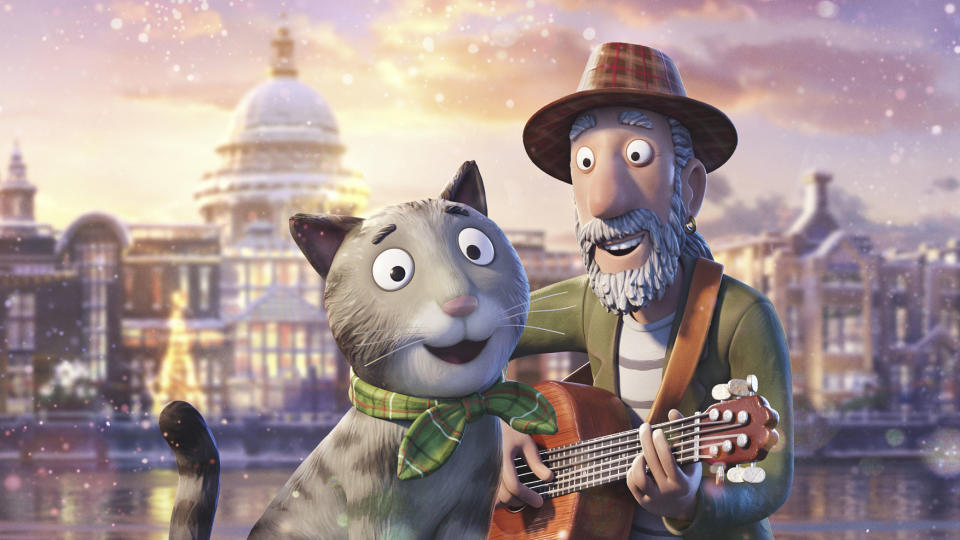 Ṣọpẹ́ Dìrísù and Rob Brydon voice Tabby and Fred in Tabby McTat. (BBC)