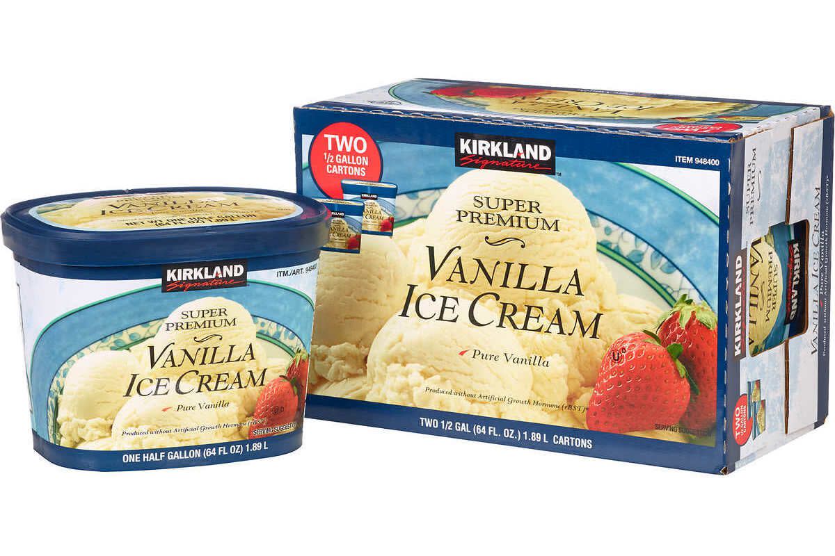 Kirkland Signature Super Premium Ice Cream Vanilla, Half Gallon 2 Count