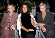 Roberta Armani (C), actress Cate Blanchett (L) and Princess Charlene of Monaco pose before the Giorgio Armani Spring/Summer 2018 show at the Milan Fashion Week in Milan, Italy, September 22, 2017. REUTERS/Alessandro Garofalo