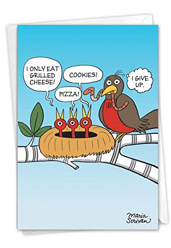 NobleWorks - Hilarious Mothers Day Greeting Card - Cartoon Comic Humor, Funny Card with 5x7 Envelope - Picky Eaters C9220MDG