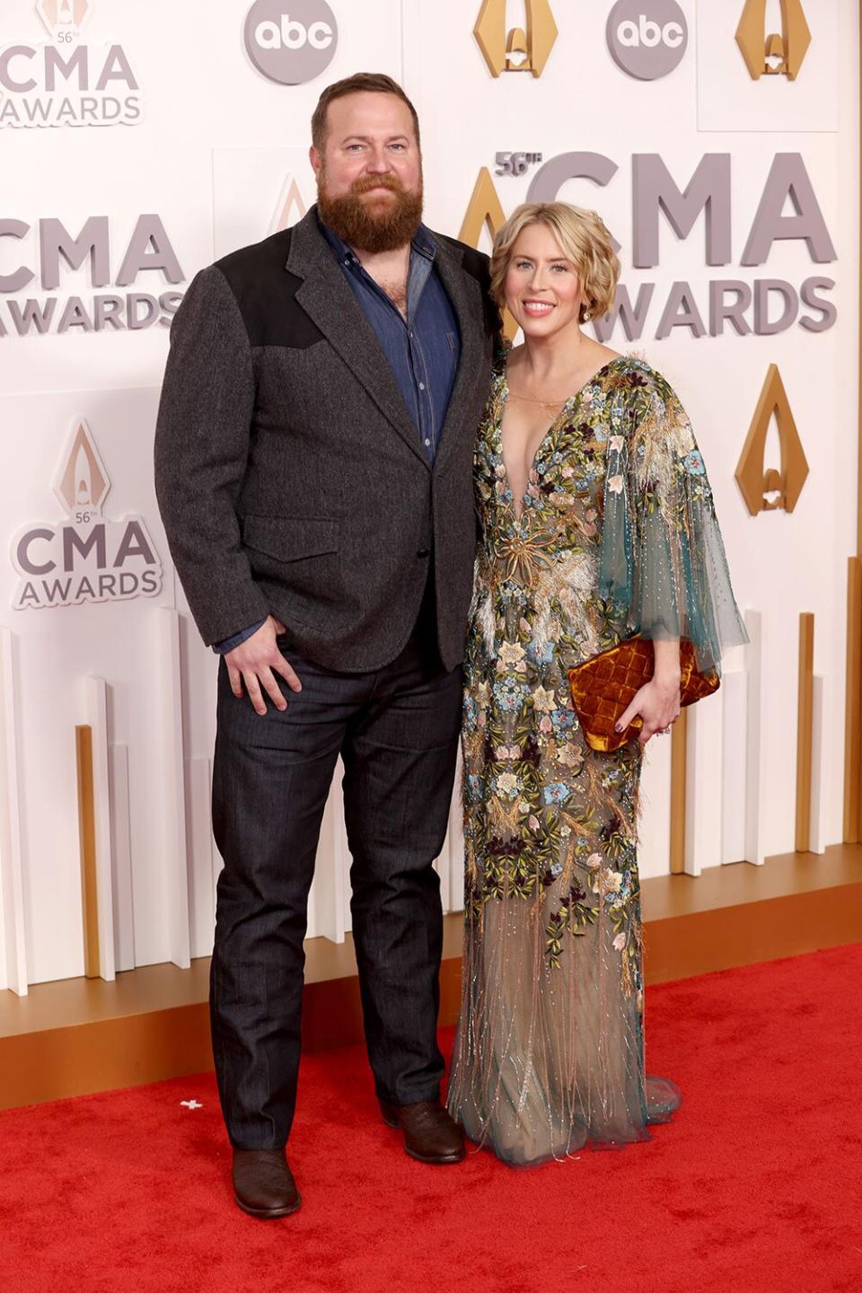 NASHVILLE, TENNESSEE - NOVEMBER 09: Ben Napier and Erin Napier attend The 56th Annual CMA Awards at Bridgestone Arena on November 09, 2022 in Nashville, Tennessee. (Photo by Sara Kauss/FilmMagic)