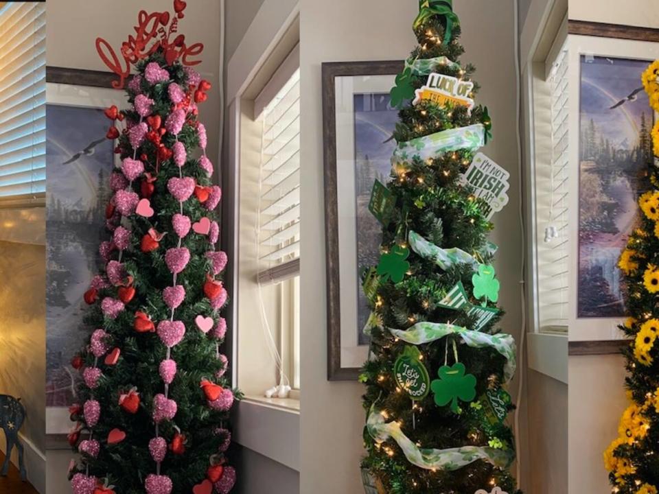 Carol Jensen's 'season' tree gets a makeover for each holiday and season, to keep that festive feeling alive through the year. (Submitted by Carol Jensen - image credit)