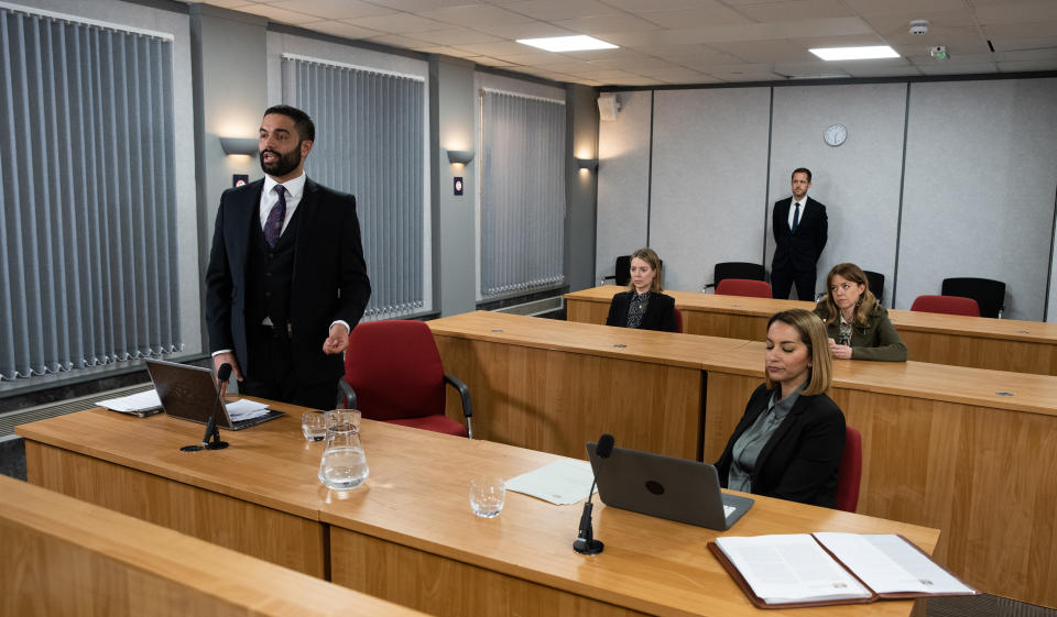 
FROM ITV

STRICT EMBARGO -  No Use Before 0700hrs Tuesday 22nd March 2022

Coronation Street - Ep 1060001

Wednesday 30th March 2022

As Toyah Battersby [GEORGIA TAYLOR] arrives at the courtroom to show her support both Imran Habeeb [CHARLIE DE MELO] and Abi Webster [SALLY CARMAN] are awash with guilt.  

Picture contact - David.crook@itv.com

Photographer - Danielle Baguley

This photograph is (C) ITV Plc and can only be reproduced for editorial purposes directly in connection with the programme or event mentioned above, or ITV plc. Once made available by ITV plc Picture Desk, this photograph can be reproduced once only up until the transmission [TX] date and no reproduction fee will be charged. Any subsequent usage may incur a fee. This photograph must not be manipulated [excluding basic cropping] in a manner which alters the visual appearance of the person photographed deemed detrimental or inappropriate by ITV plc Picture Desk. This photograph must not be syndicated to any other company, publication or website, or permanently archived, without the express written permission of ITV Picture Desk. Full Terms and conditions are available on  www.itv.com/presscentre/itvpictures/terms
