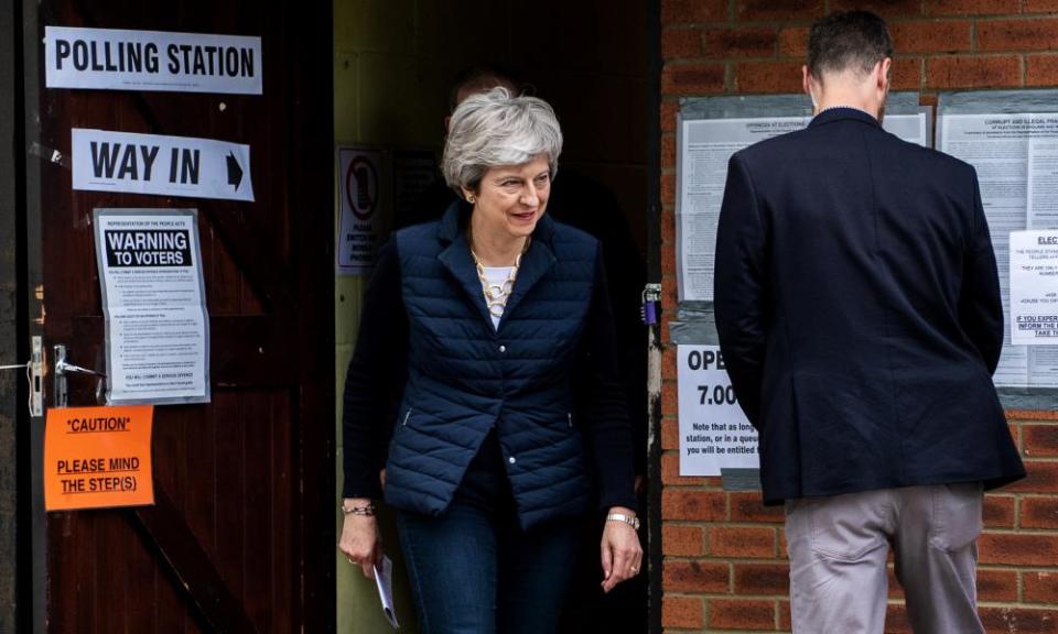 Theresa May after voting in her Maidenhead constituency on Thursday.