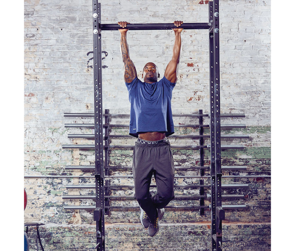 Paused-rep pullup in the dead hang position.<p>Jay Sullivan</p>