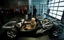 FILE PHOTO: McLaren Automotive design director Frank Stephenson Santos sits inside the chassis of the MP4-12C high-performance sports car in New York September 16, 2010. REUTERS/Eduardo Munoz/File Photo