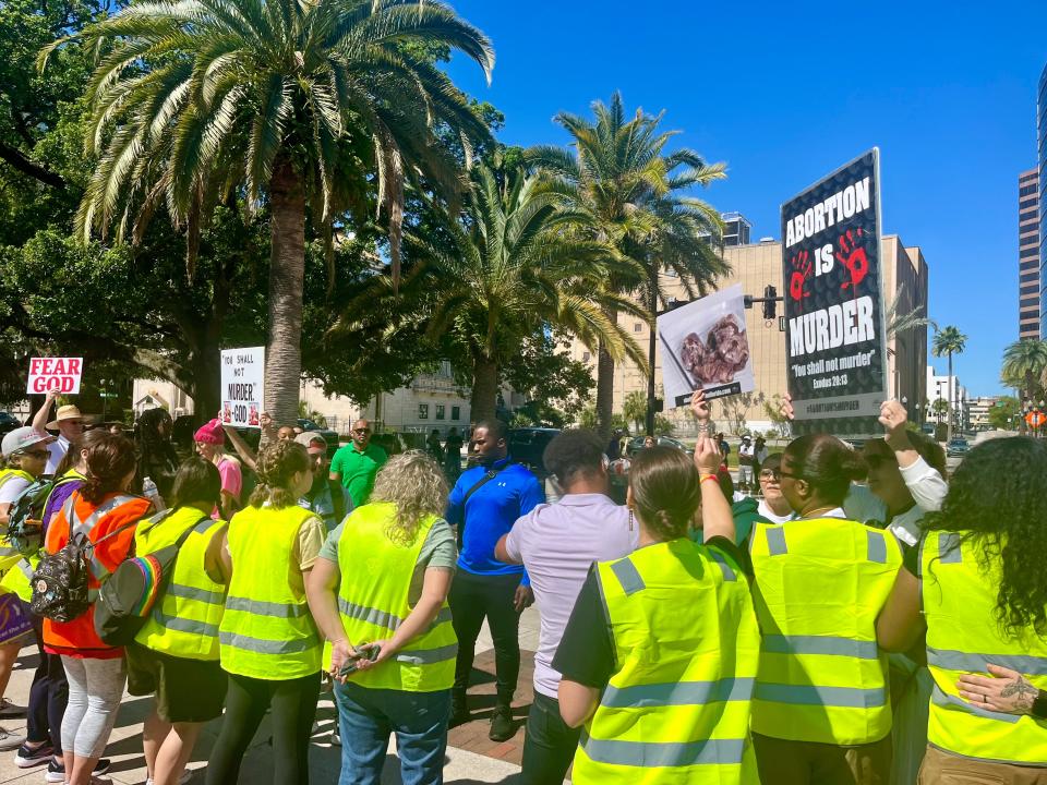 A small group of counter-protestors gathered at Lake Eola Park in Orlando over the weekend in opposition to reproductive rights in the Sunshine State.