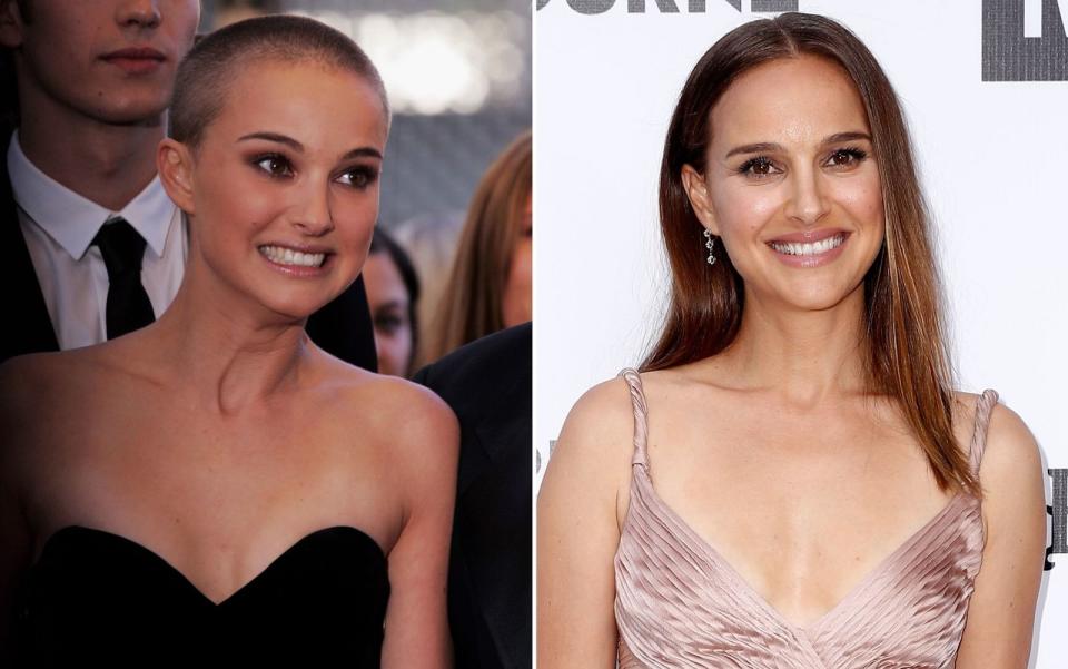 Natalie Portman hatte diesen Schritt - oder besser gesagt, Schnitt - schon 2005 hinter sich gebracht: Ihre Rolle in "V wie Vendetta" verlangte den radikalen Kahlschlag. Dass sie damit trotzdem toll aussah, brachte ihr den Neid zahlreicher Frauen ein. Persönlich mag sie sich aber offenbar mit langen Haaren lieber - so trägt sie sie inzwischen. (Bild: Mark Mainz/Daniel Pockett/Getty Images)