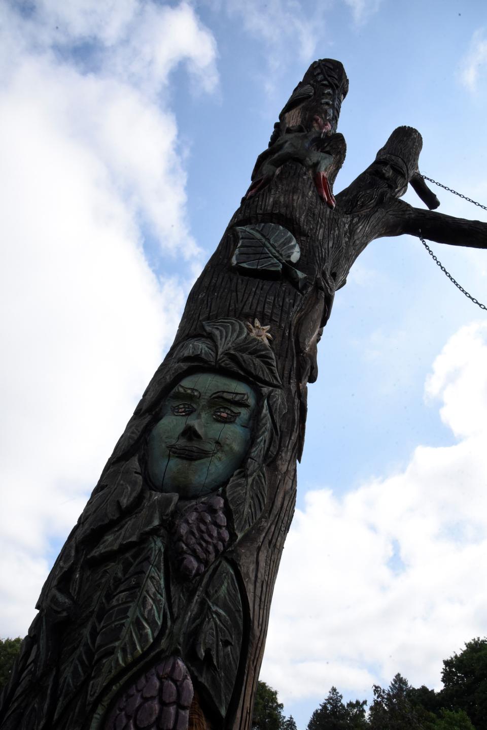 One of the tree sculptures located at Fantasy Forest inside Leila Arboretum is pictured on Thursday, June 2, 2022 in Battle Creek, Mich.