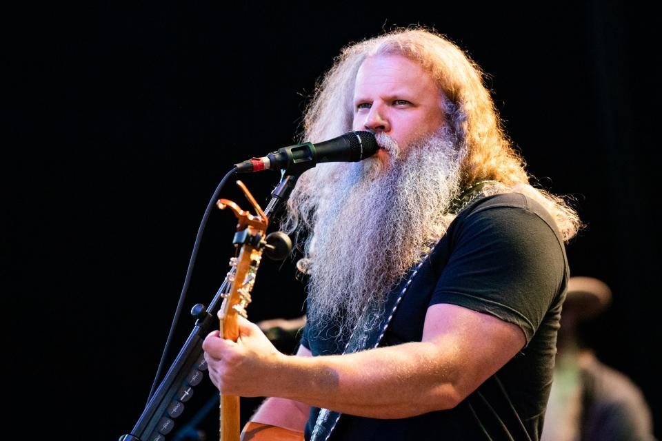 Country singer-songwriter Jamey Johnson performs at Michigan Lottery Amphitheatre in Sterling Heights, Mich., on June 26, 2021.