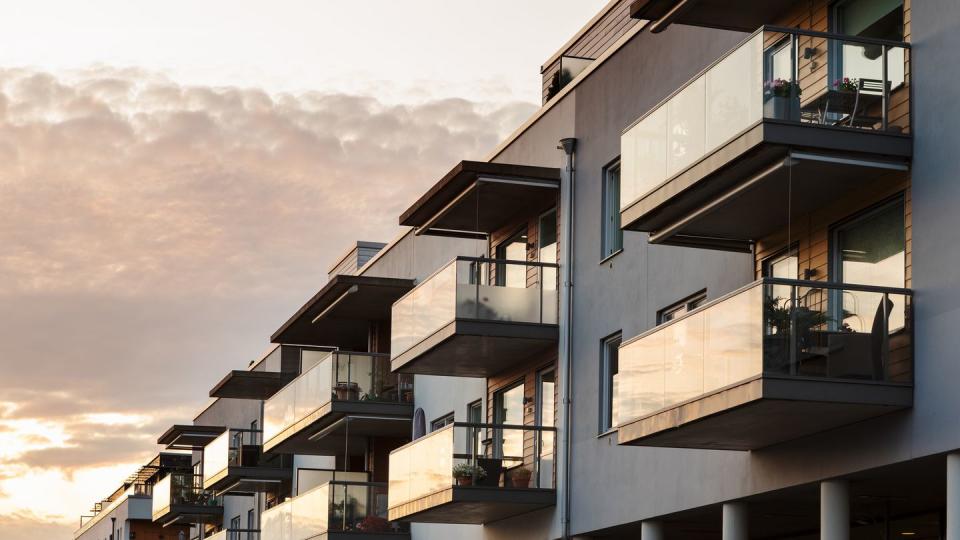 apartment houses with balconies