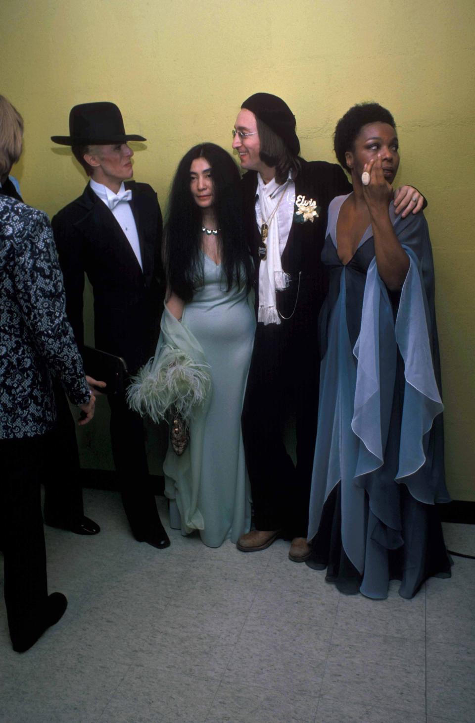 1975: David Bowie, Yoko Ono, John Lennon, and Roberta Flack