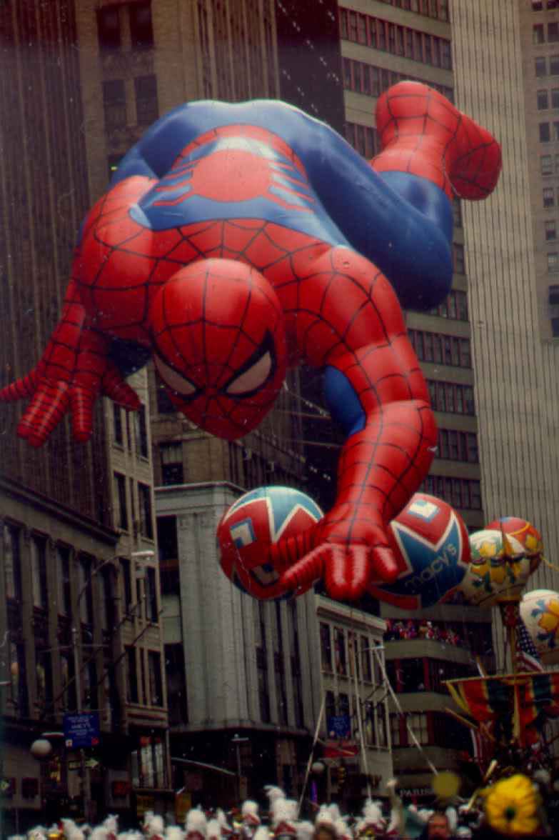 A Spider-Man balloon at the Macy's thanksgiving day parade in 1991