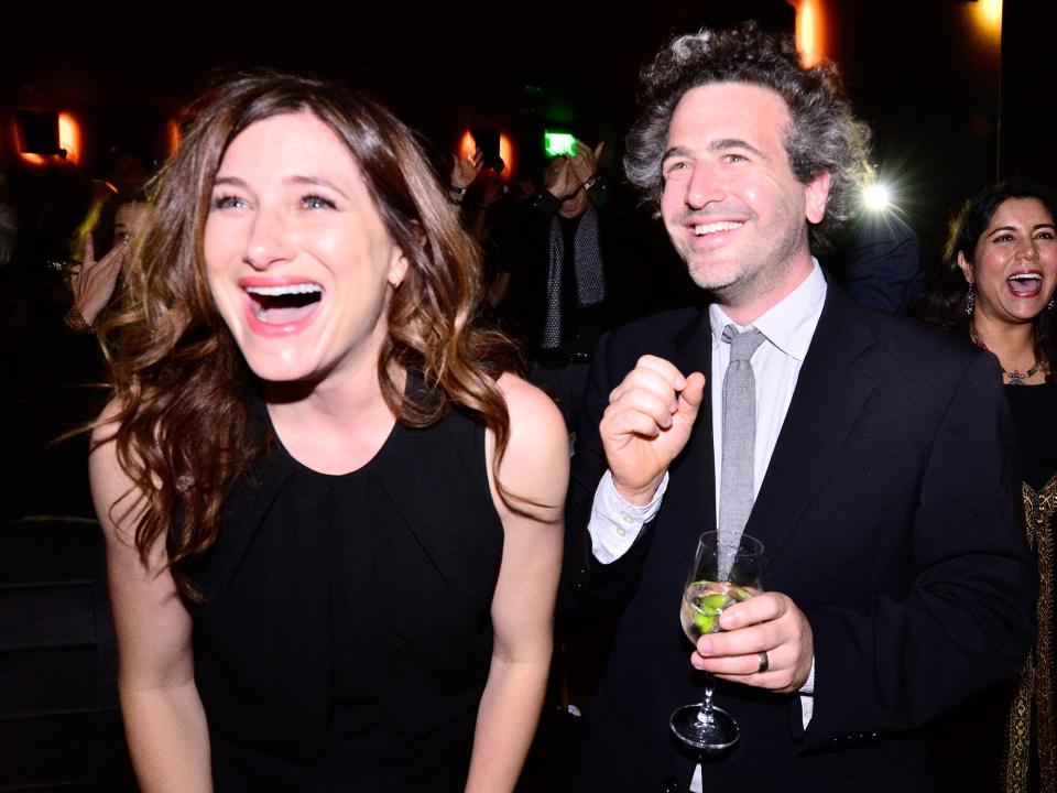Kathryn Hahn (L) and Ethan Sandler attend the "Transparent" Cast and Crew Golden Globes Viewing Party at The London West Hollywood on January 11, 2015 in West Hollywood, California