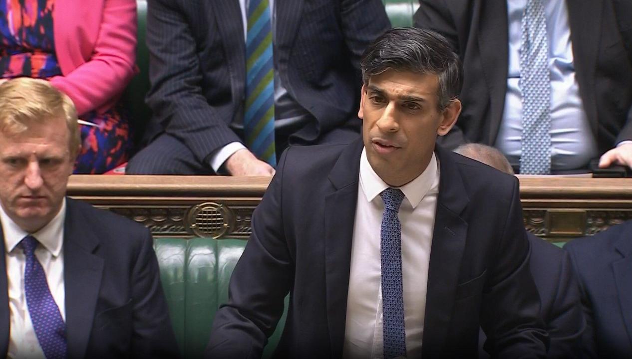 Prime Minister Rishi Sunak giving a statement to MPs in the House of Commons, London, following the attack by Iran on Israel. Picture date: Monday April 15, 2024.