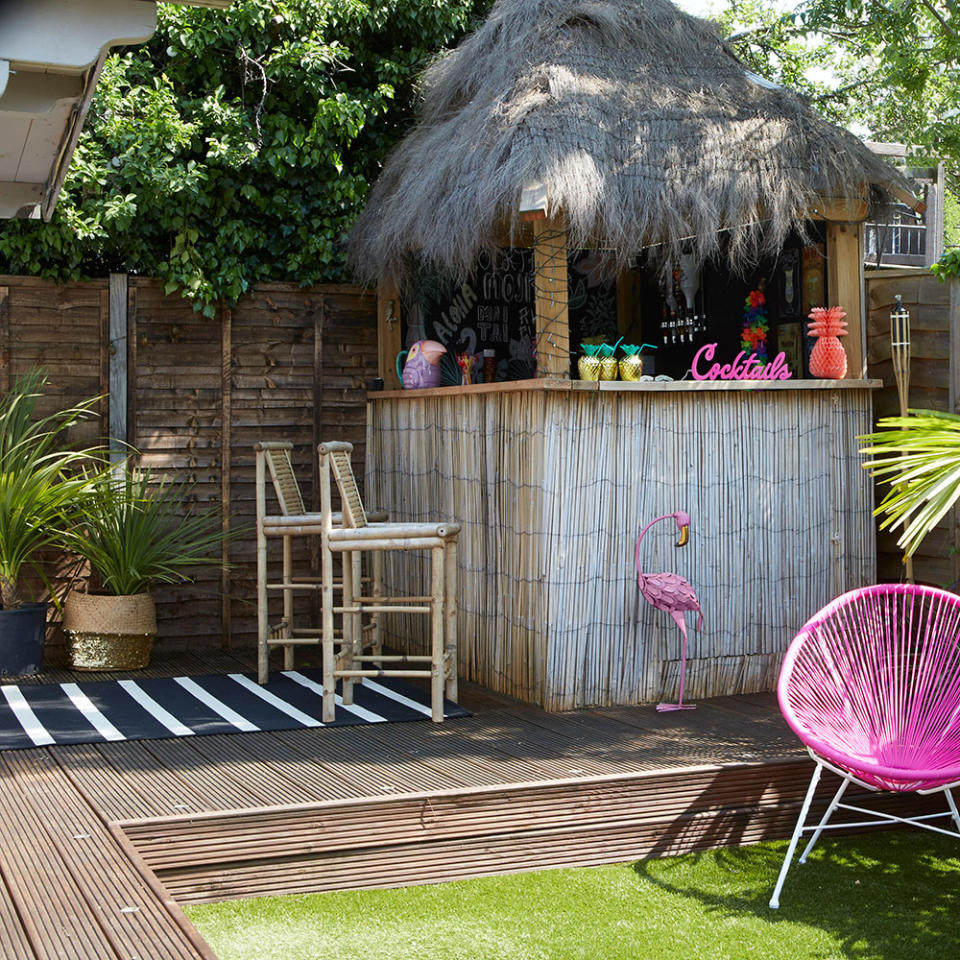 <p> Enhance your garden bar with a stylish decking solution. Make your bar take pride of place by situating on a raised decked platform. Adding lighting as part of the decking set up feels to add ambience to an outdoor bar area. It's also a good idea to lay a rug under bar stools so there's a grippy surface to step onto after a couple of cocktails! </p>