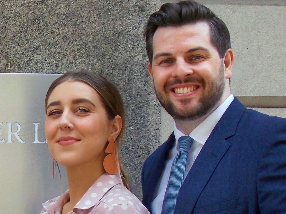 Upskirting campaigner Gina Martin and lawyer Ryan Whelan (PA)