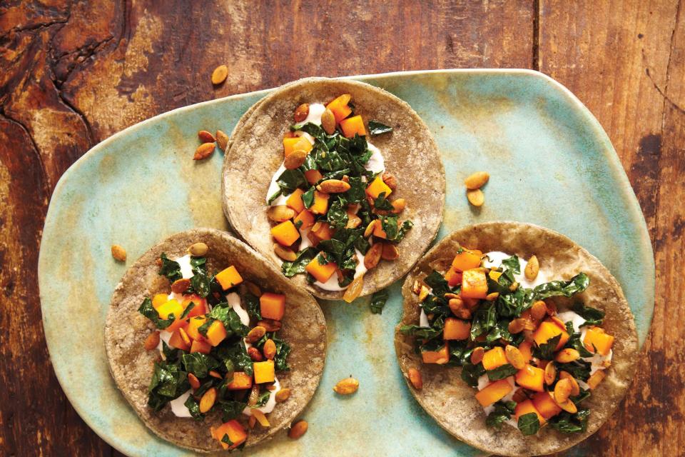 Butternut Squash, Kale, and Crunchy Pepitas Taco