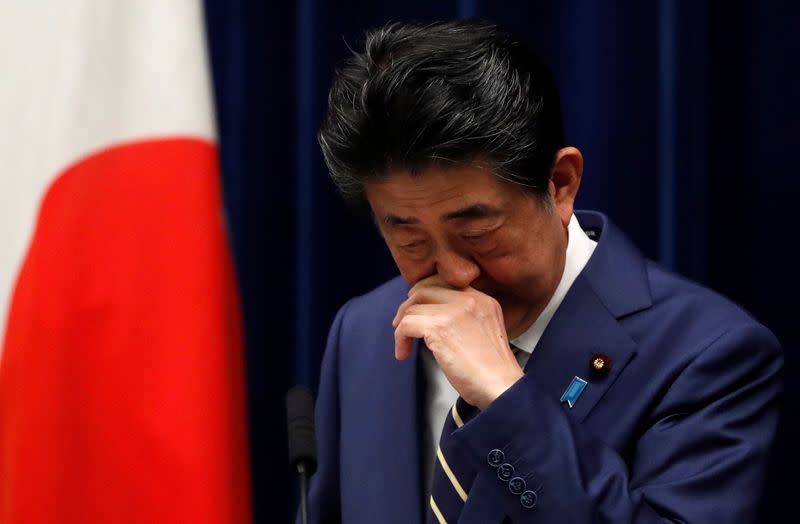 Japan's PM Abe holds news conference on coronavirus disease (COVID-19) in Japan